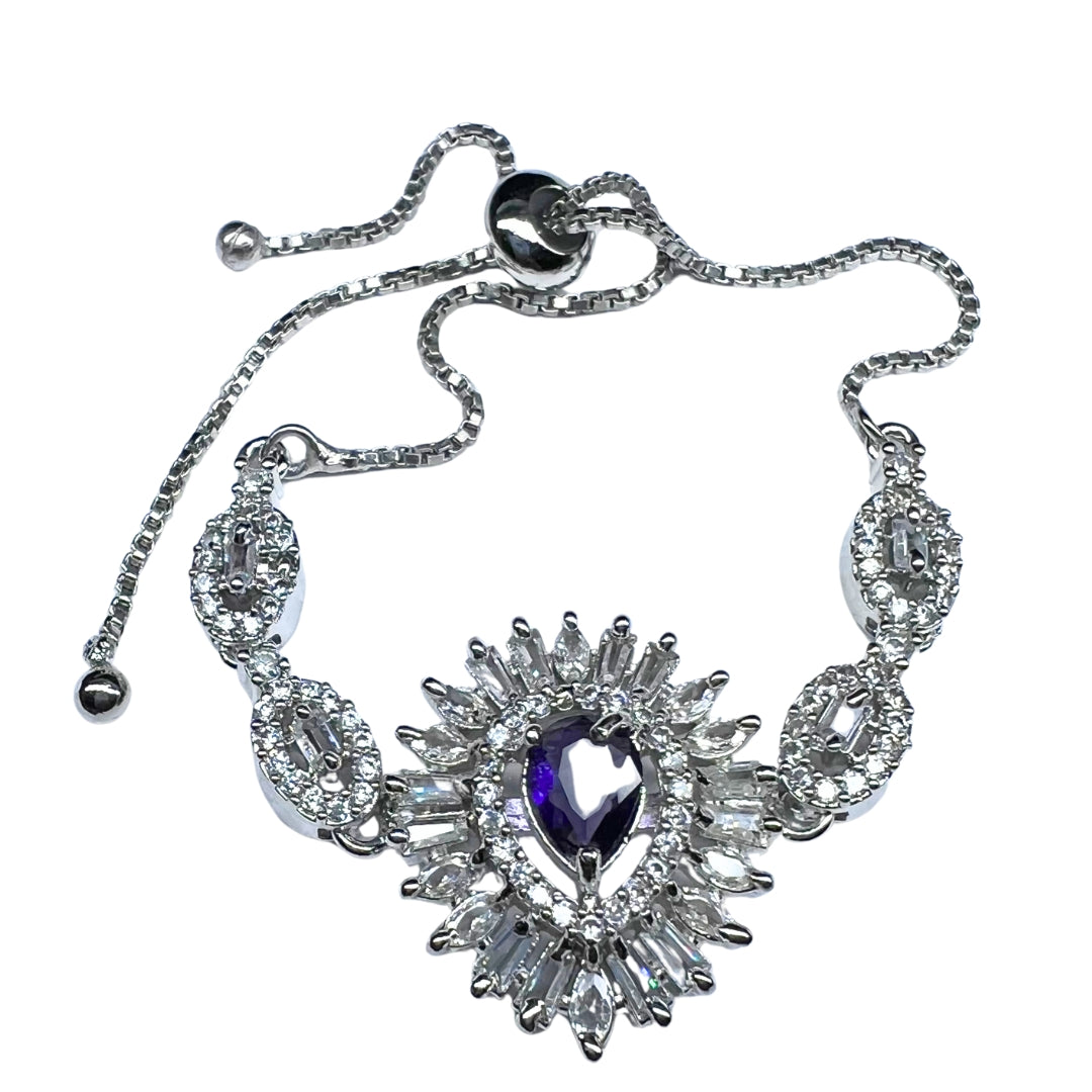 Enchanting AD American Diamond Bracelet with a Royal Purple Center Stone