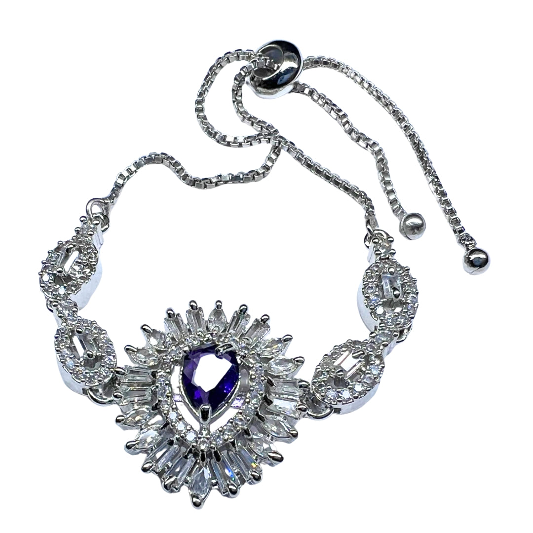 Enchanting AD American Diamond Bracelet with a Royal Purple Center Stone