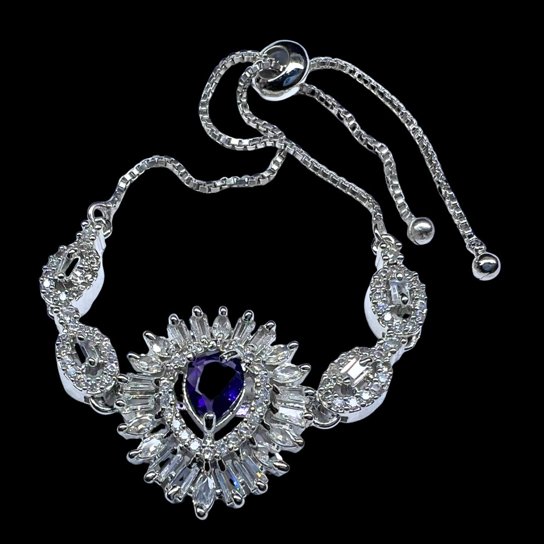 Enchanting AD American Diamond Bracelet with a Royal Purple Center Stone
