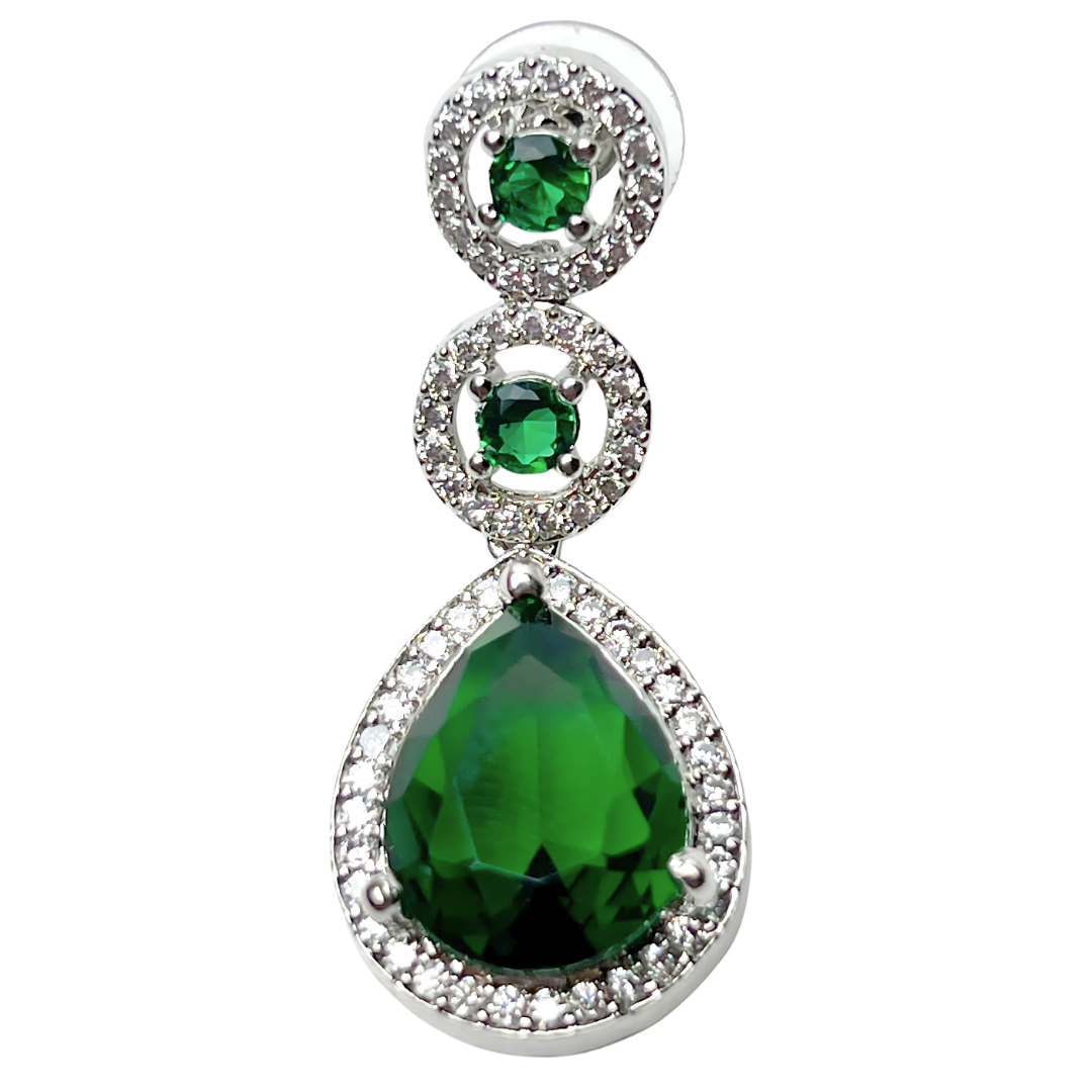 Elegant Teardrop Green AD Necklace Set with Earrings – Limited Edition