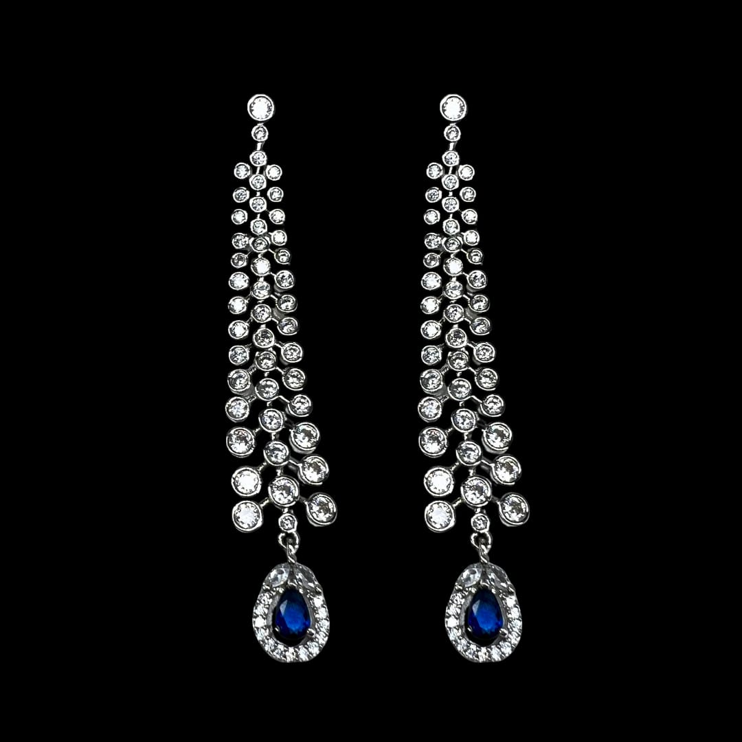 Exquisite Dark Blue AD Earrings: A Touch of Regal Elegance