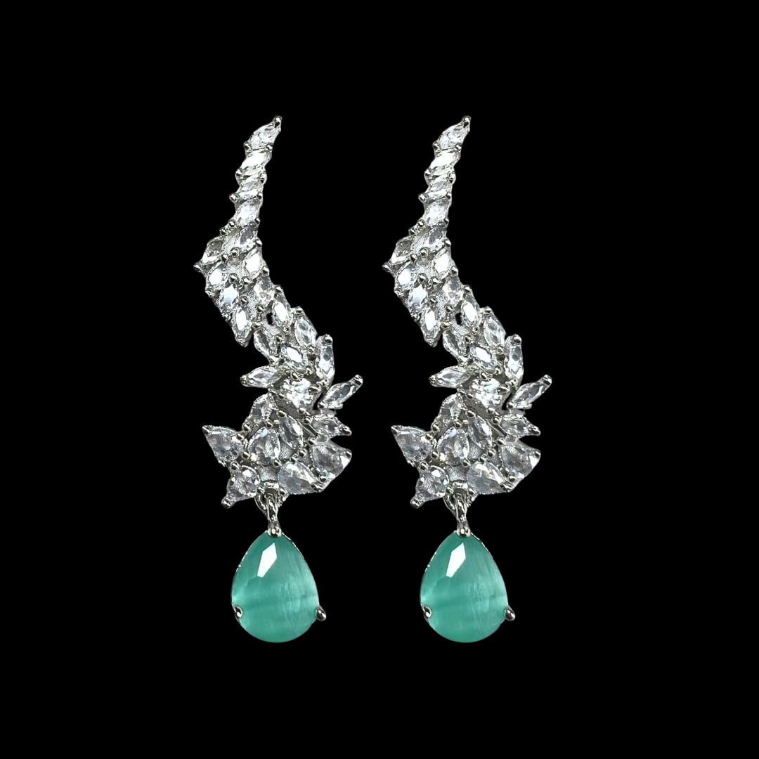 Exquisite American Diamond Ear Climber Earrings