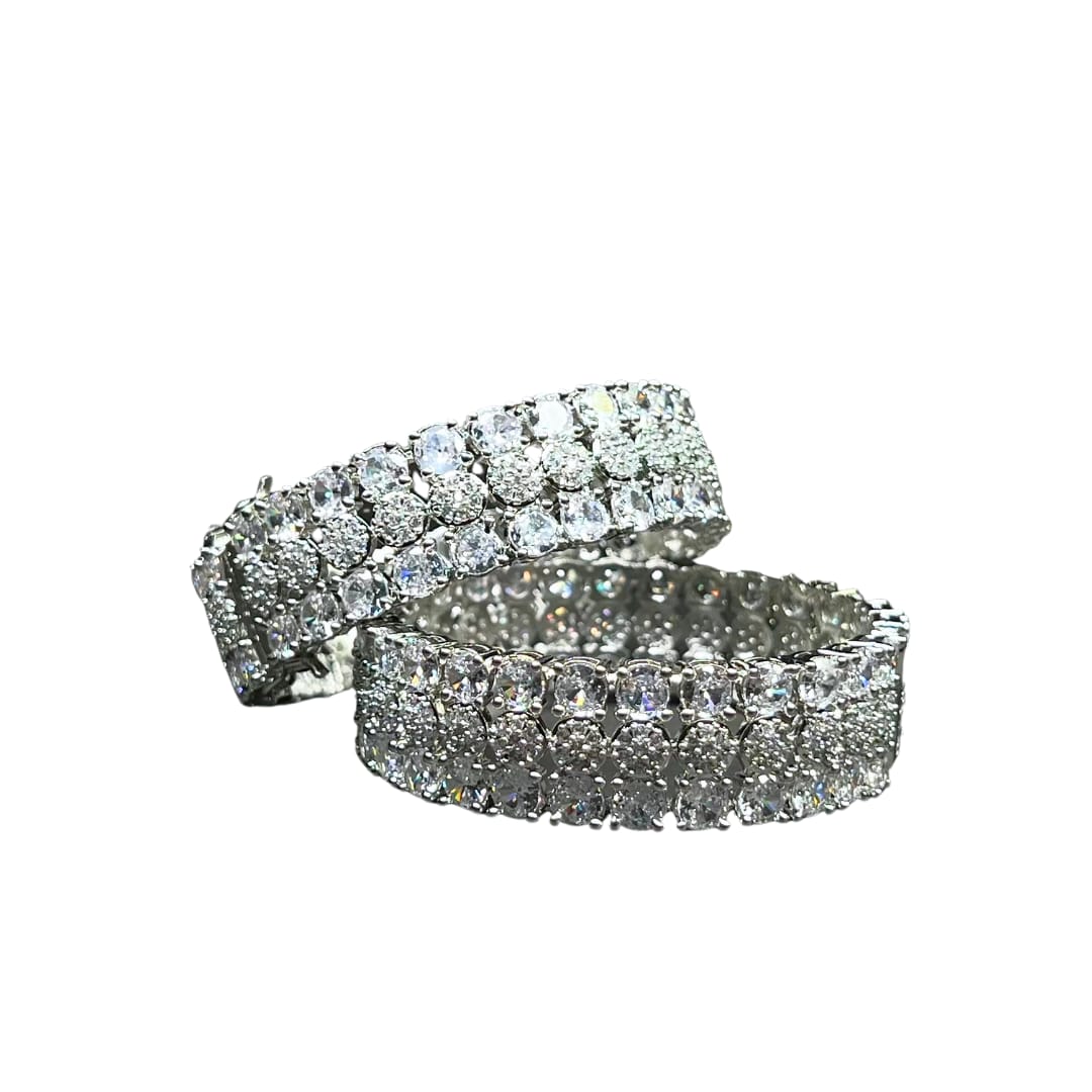 Dazzling American Diamond Cuff Bangle - Two-Row Pear Cut AD Bangles