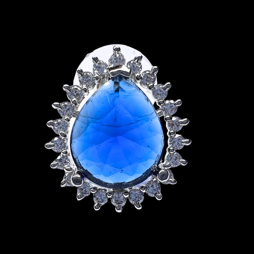 Majestic Dark Blue AD Pendant set with earrings - A Statement of Royal Elegance