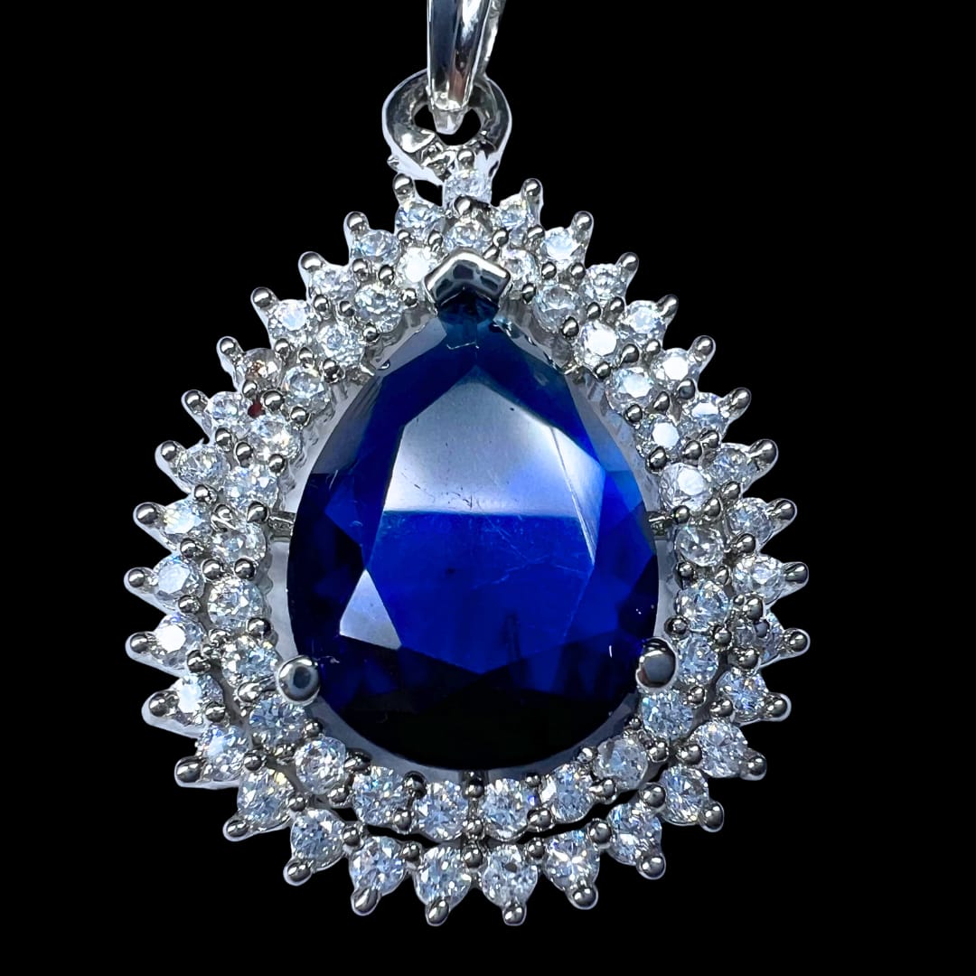 Majestic Dark Blue AD Pendant set with earrings - A Statement of Royal Elegance