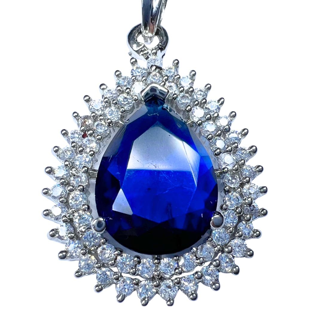 Majestic Dark Blue AD Pendant set with earrings - A Statement of Royal Elegance