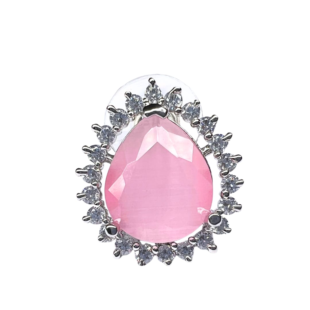 Serene Rose Pink Teardrop AD Pendant set