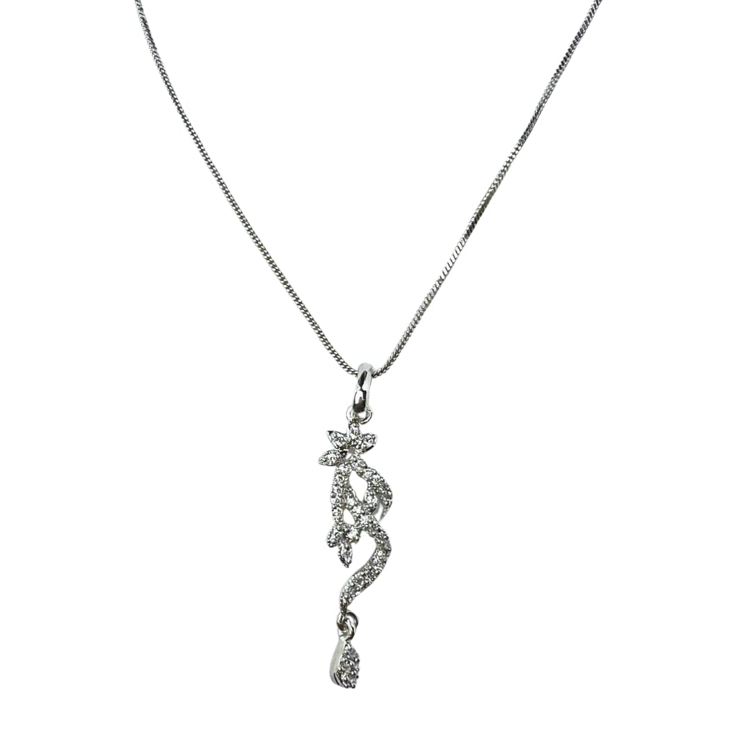 Elegant AD American Diamond Pendant Set with Floral Design