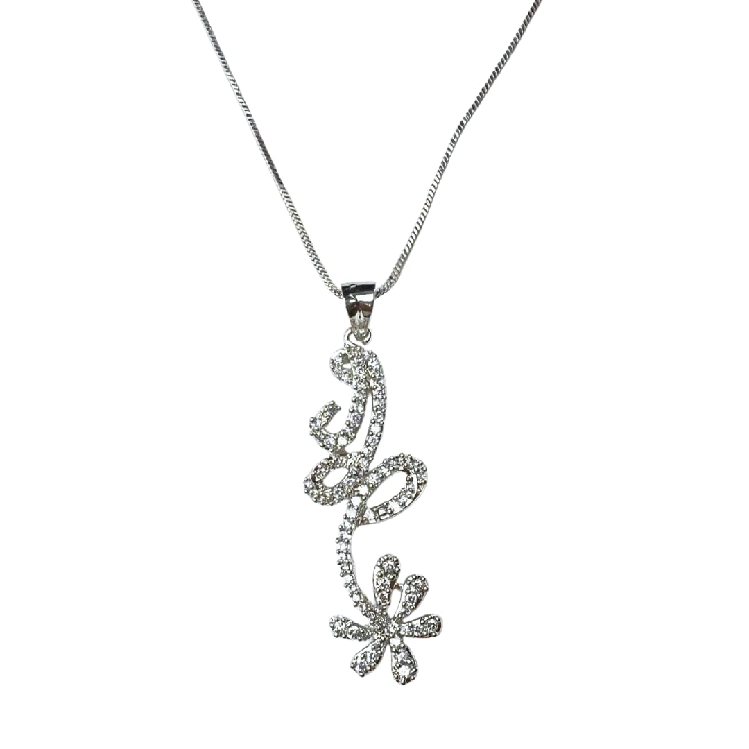 Graceful Floral AD American Diamond Pendant & Earring Set – Elegant Jewelry for Special Occasions