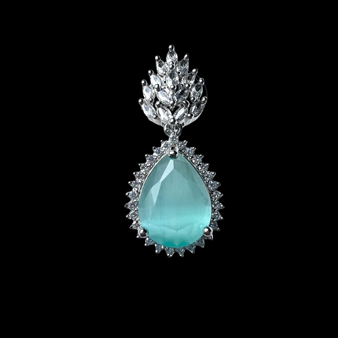Mint Green Teardrop AD Earrings – Refreshing Elegance with a Touch of Sparkle