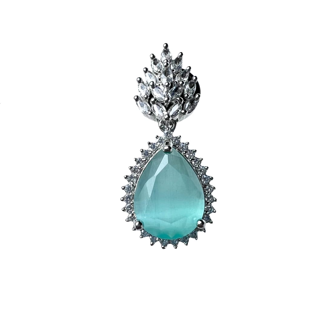Mint Green Teardrop AD Earrings – Refreshing Elegance with a Touch of Sparkle