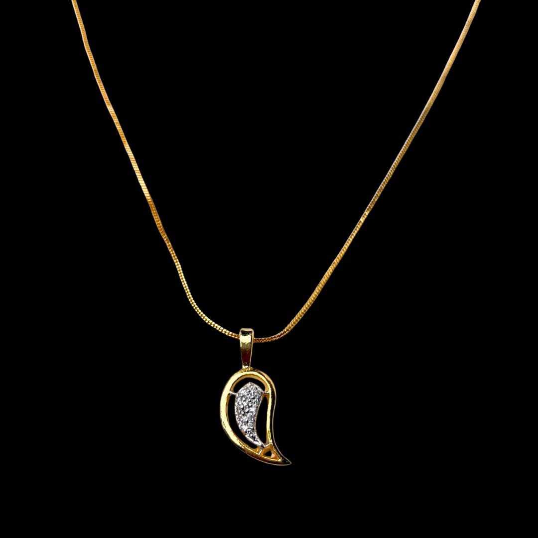 Elegant AD American Diamond Pendant and Earring Set | Leaf Design