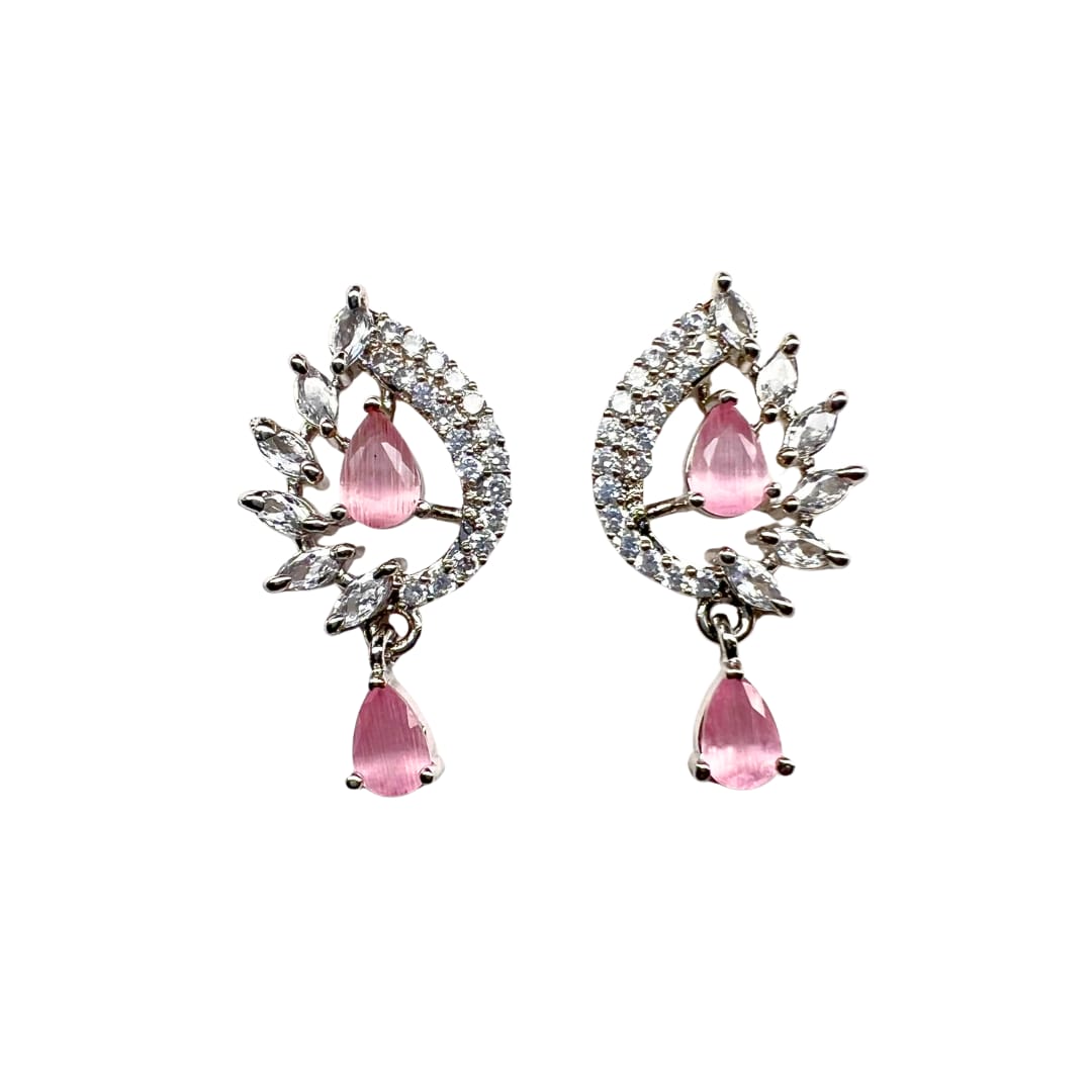 American Diamond Earrings with Blush Pink Stones
