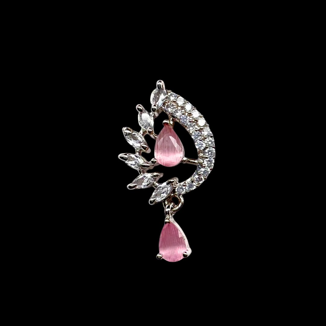 American Diamond Earrings with Blush Pink Stones
