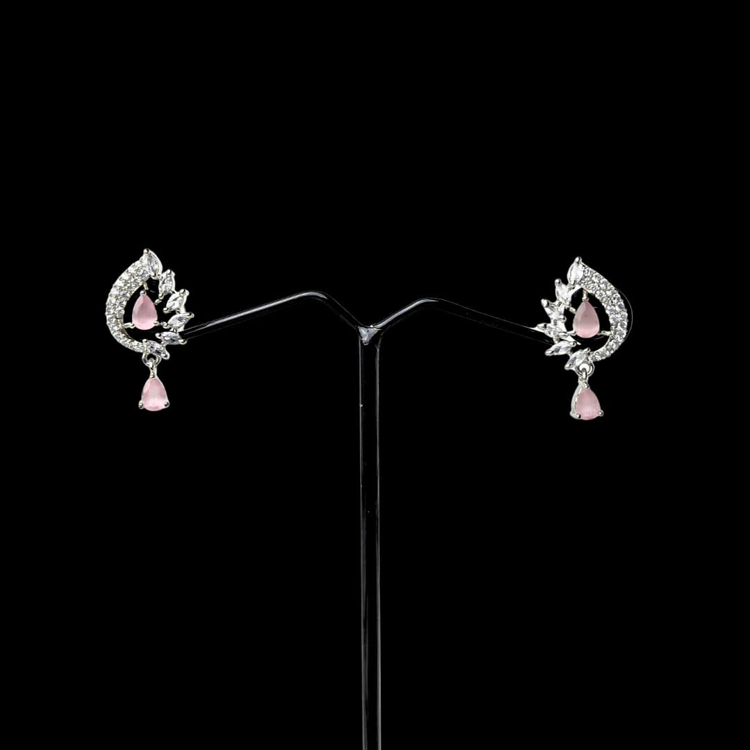 American Diamond Earrings with Blush Pink Stones