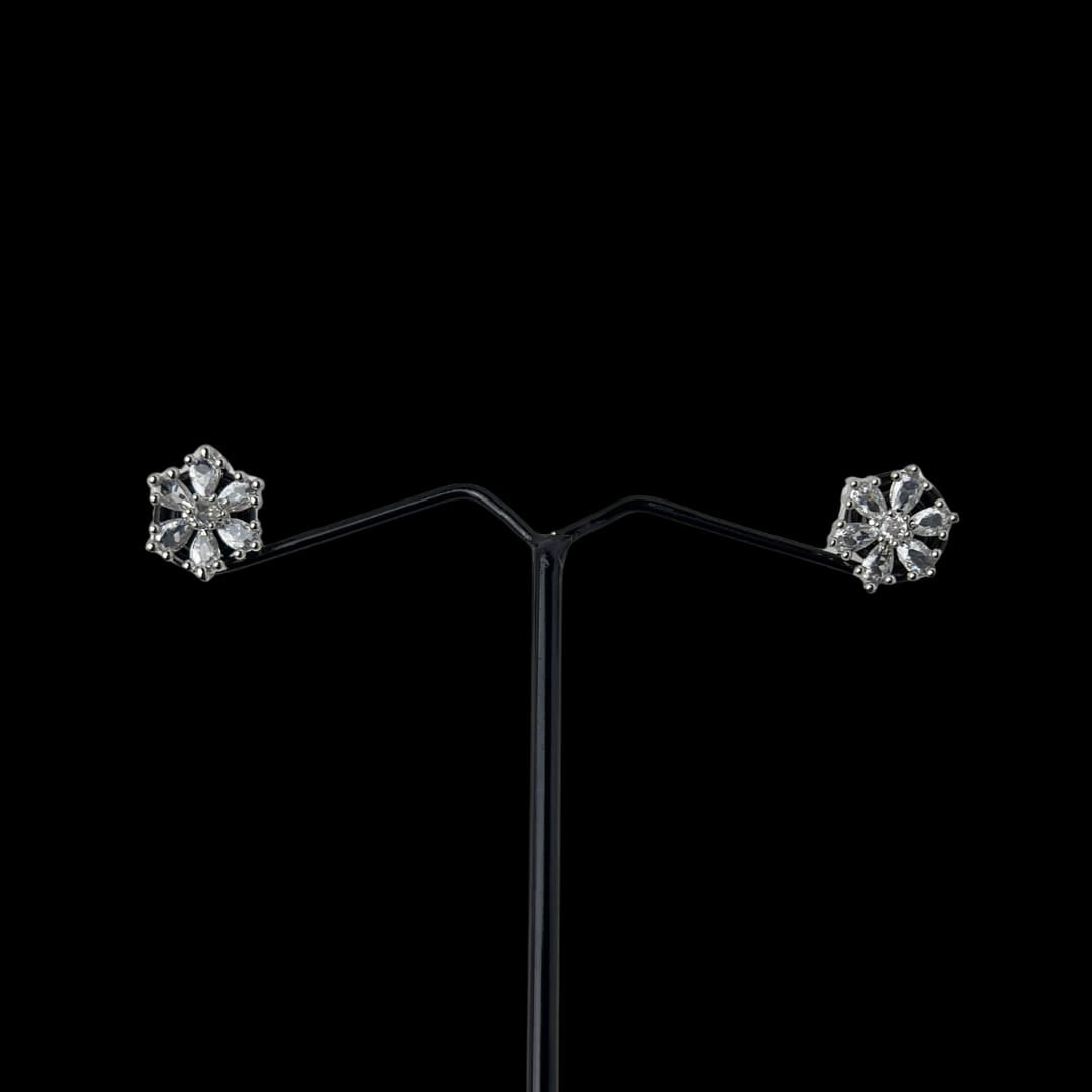 Delicate Floral AD Stud Tops – Timeless American Diamond Jewellery