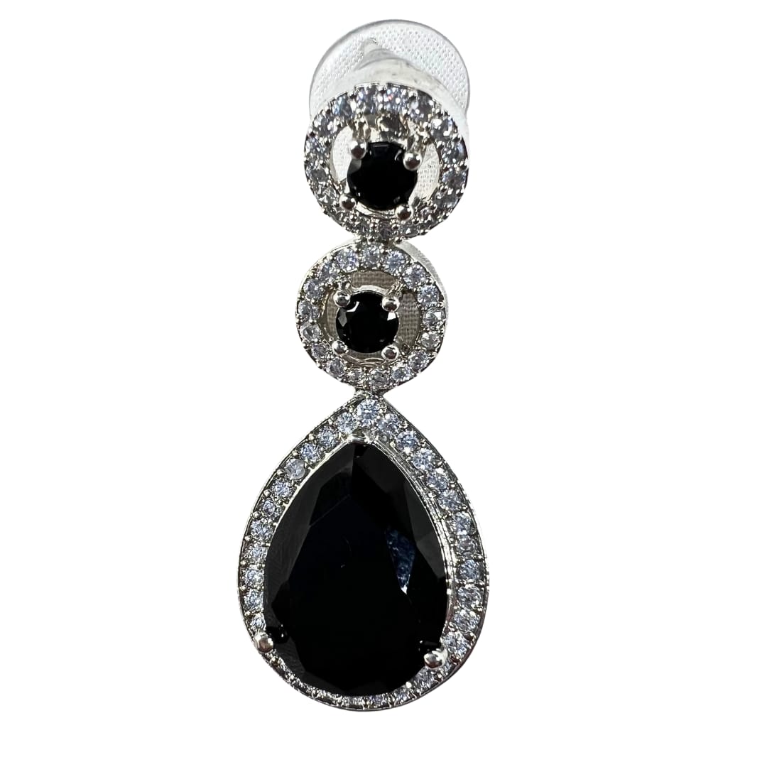 Alluring American Diamond Necklace Set with Black Stones