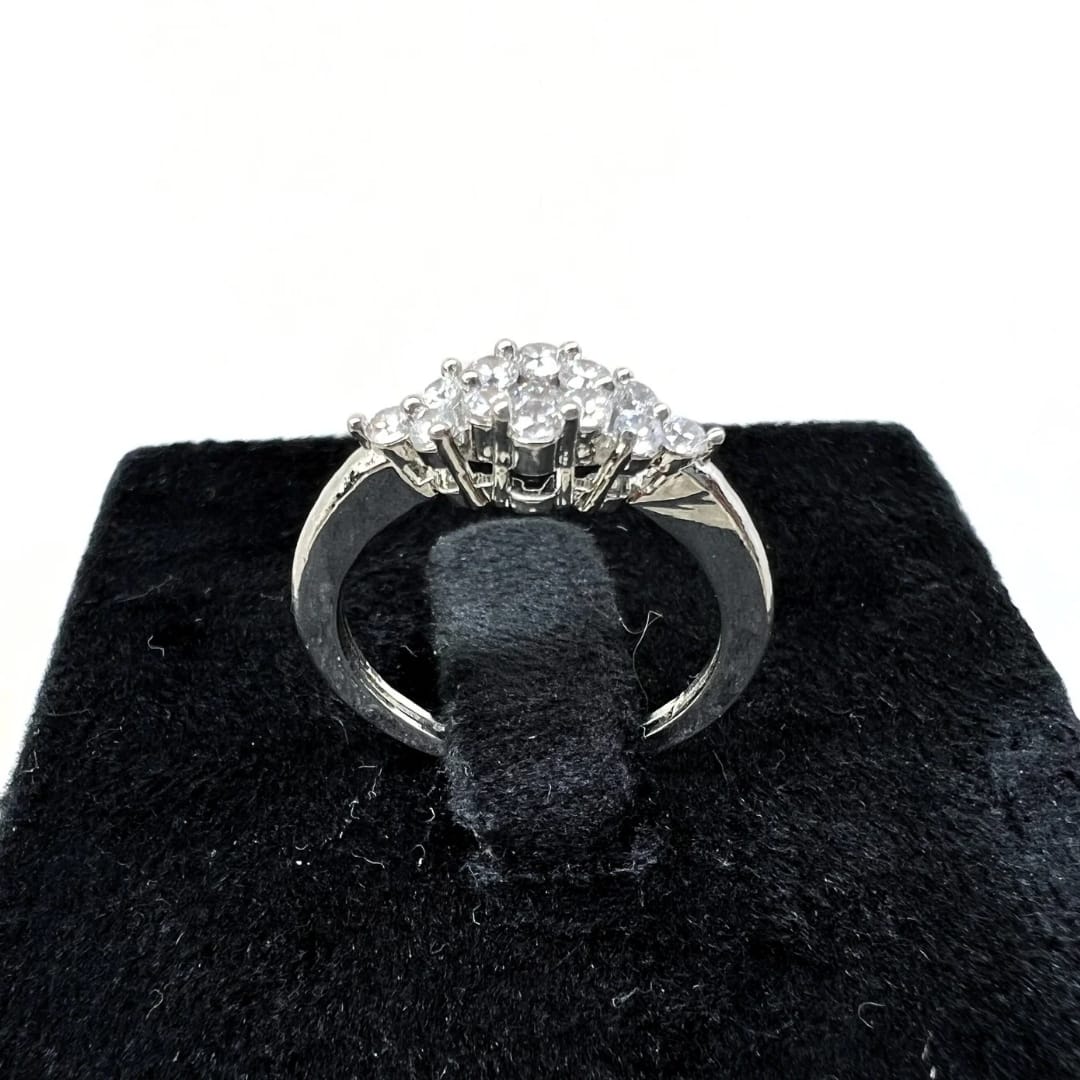 Elegant American Diamond Cluster Ring for Women – Stylish Silver Finish Party & Daily Wear Jewellery