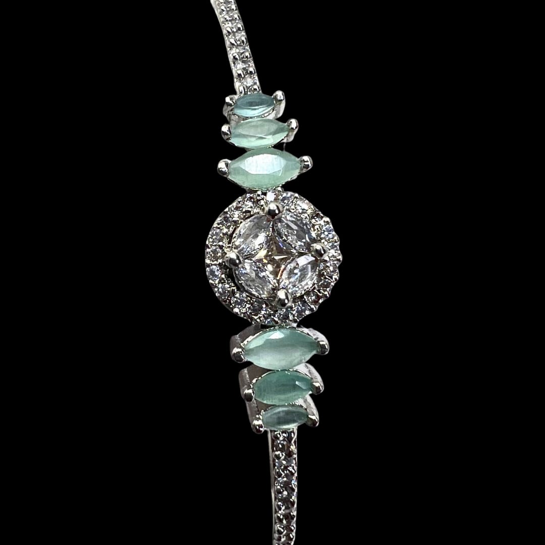 Elegant Mist Green American Diamond & Crystal Bracelet