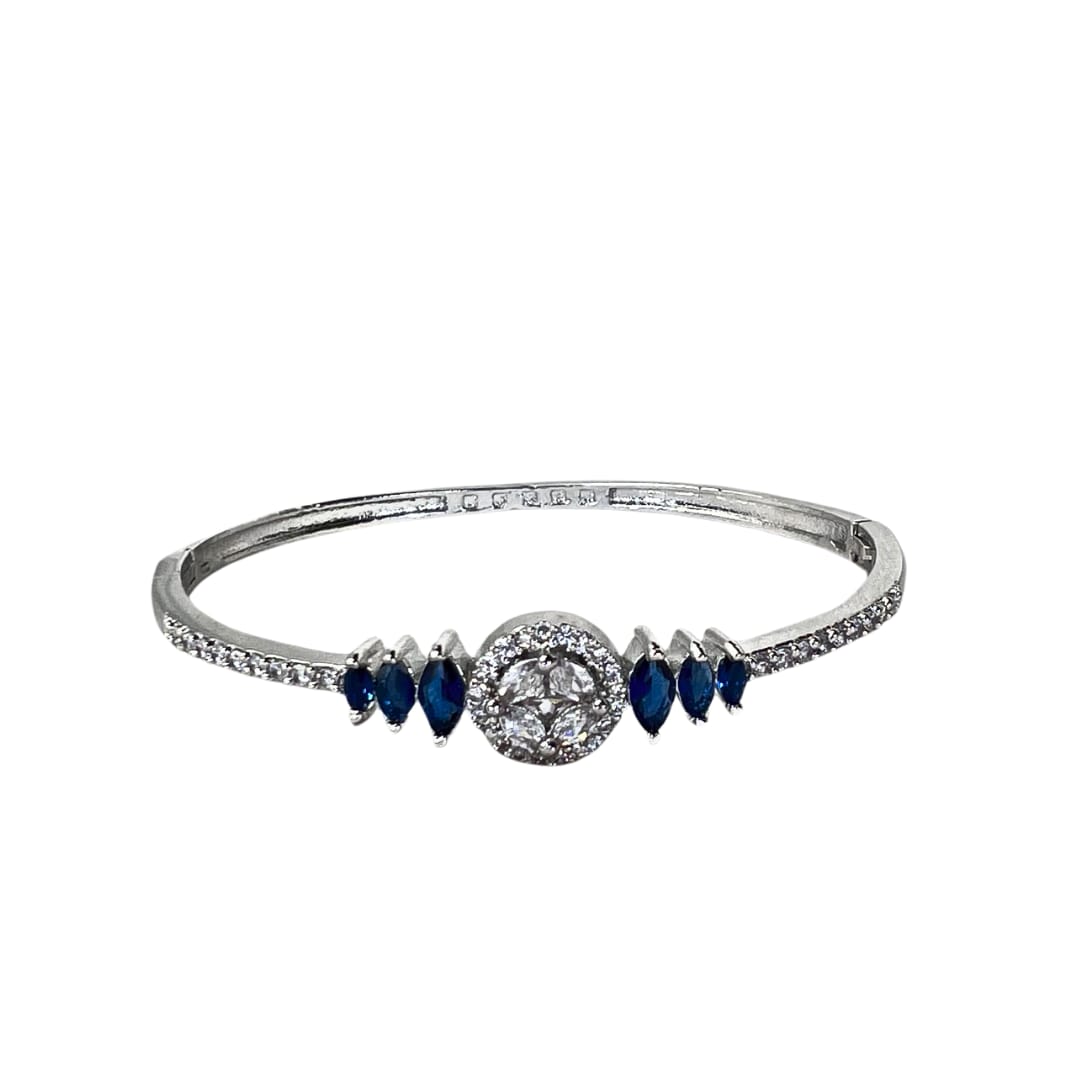 Elegant Blue American Diamond & Crystal Bracelet with Marquise Stones
