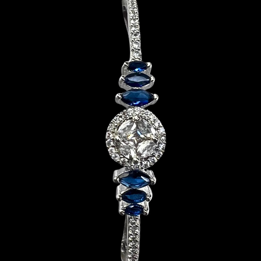 Elegant Blue American Diamond & Crystal Bracelet with Marquise Stones