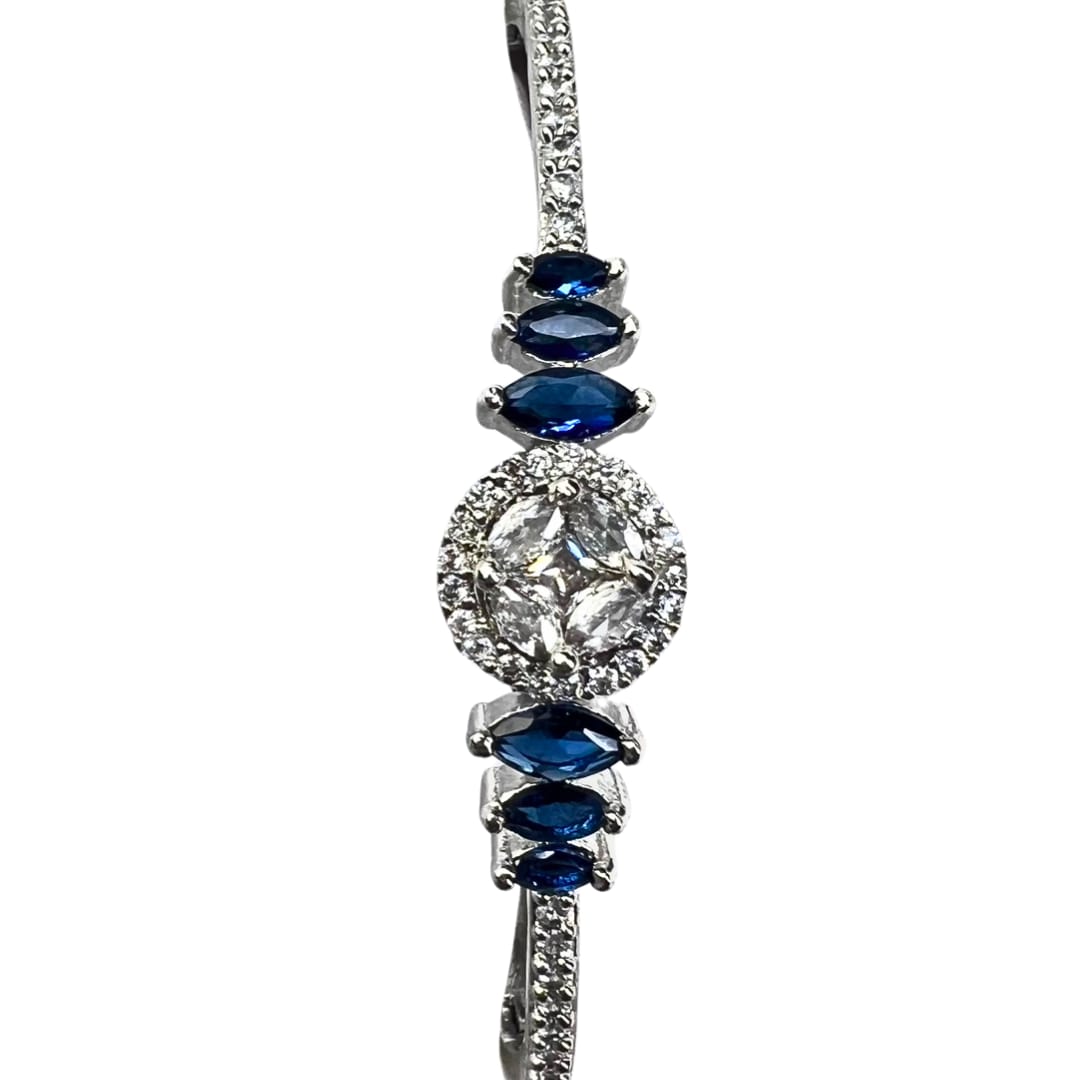Elegant Blue American Diamond & Crystal Bracelet with Marquise Stones