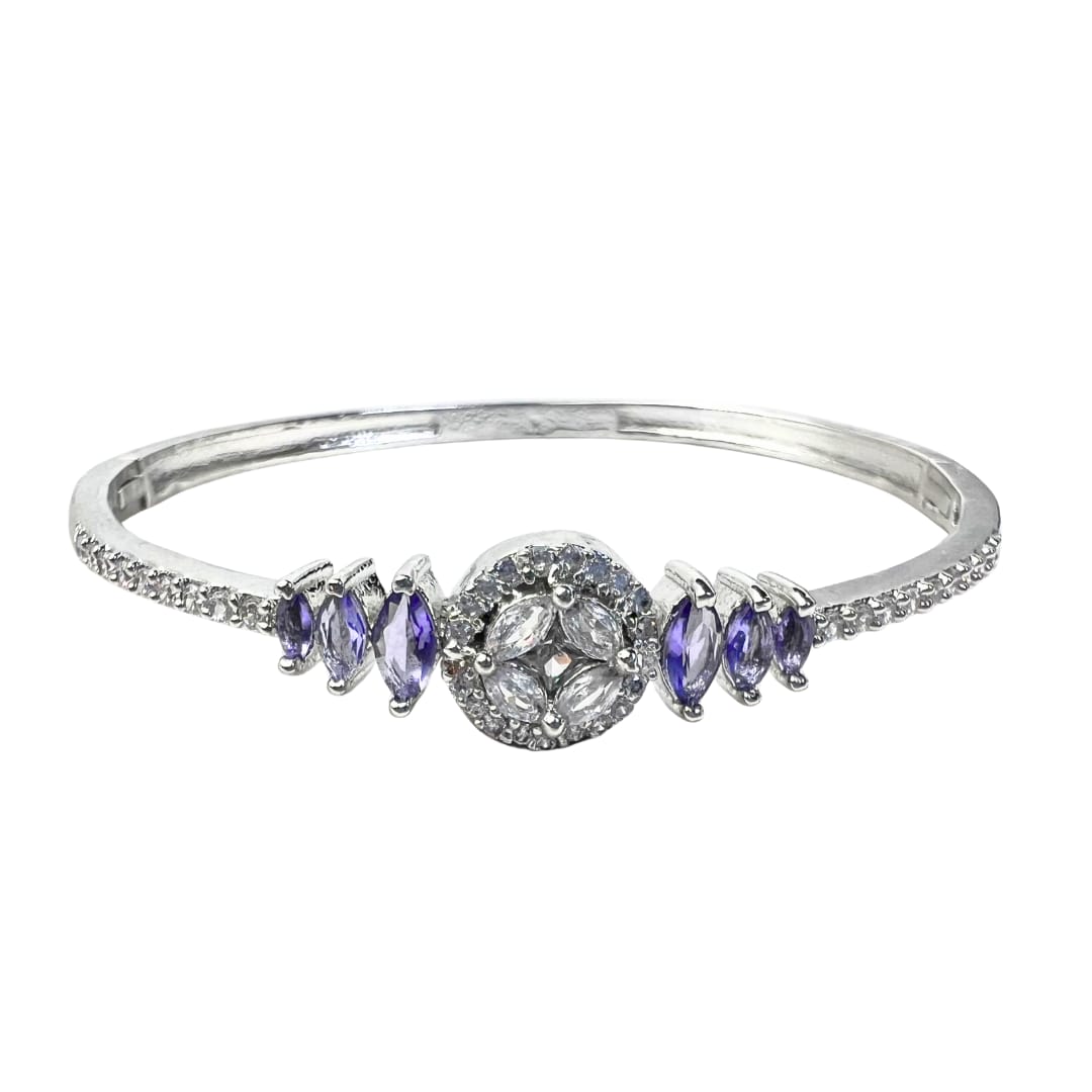 Elegant Purple American Diamond & Crystal Bracelet with Marquise Stones