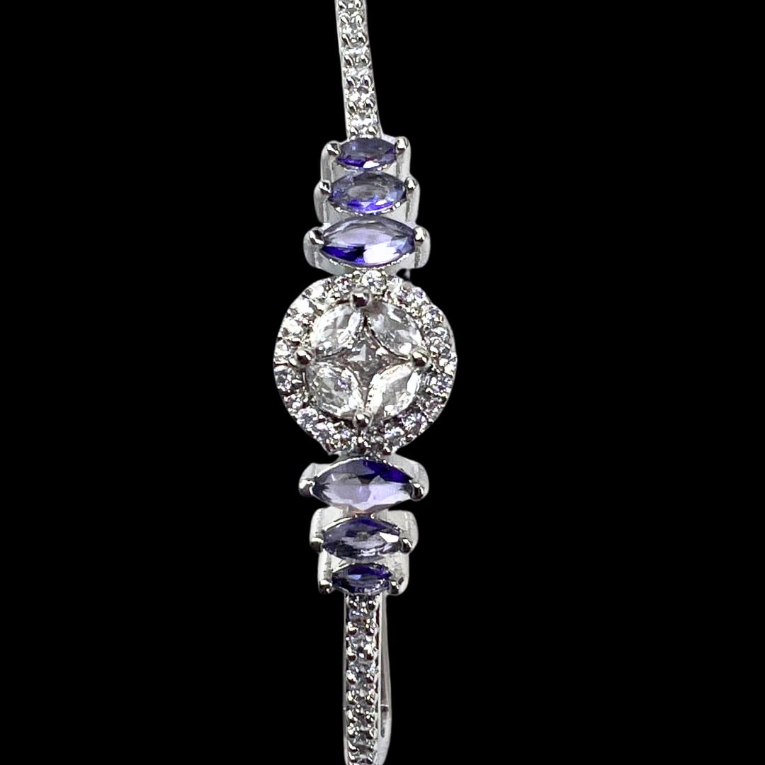 Elegant Purple American Diamond & Crystal Bracelet with Marquise Stones