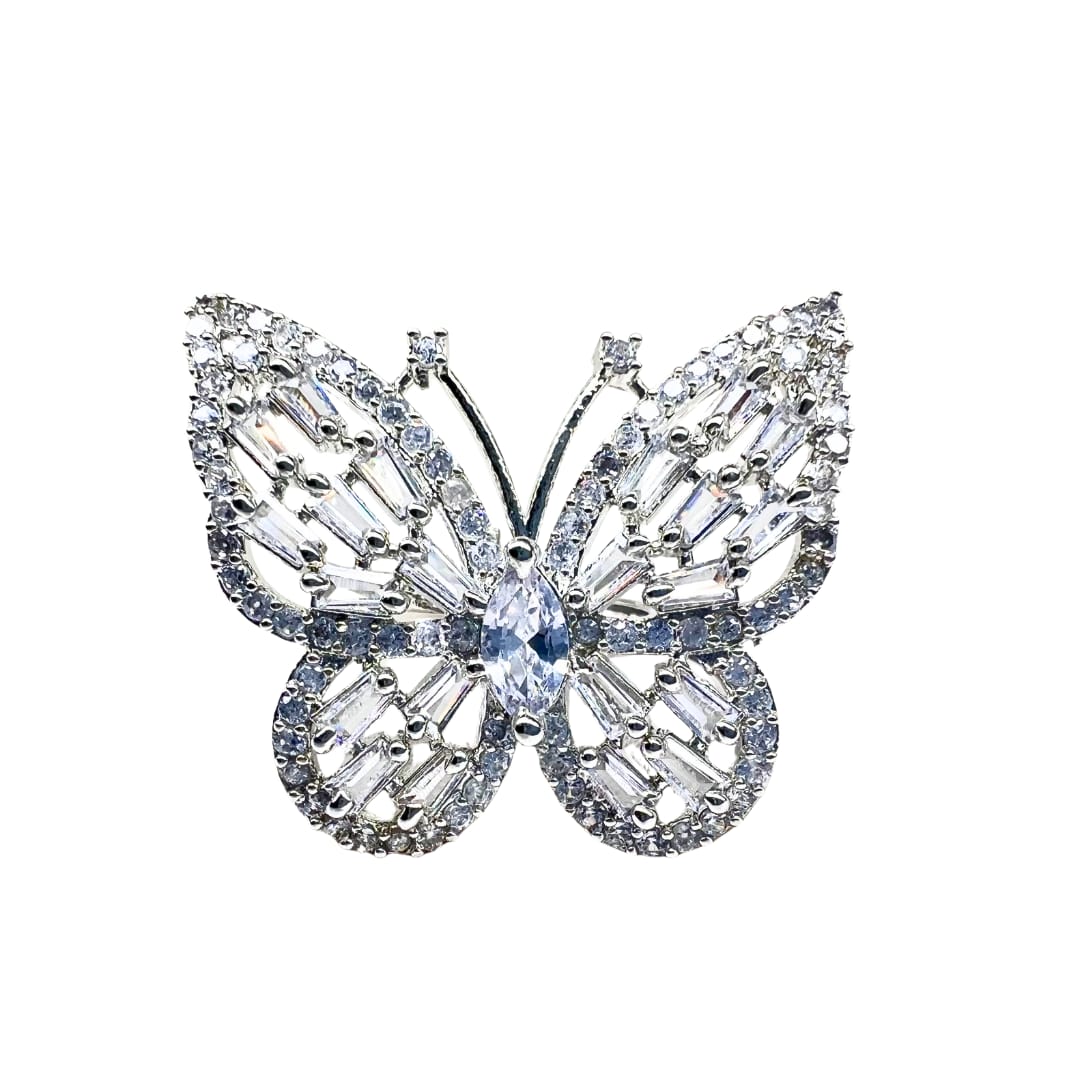 Sparkling Butterfly American Diamond Ring with Baguette and Round Stones