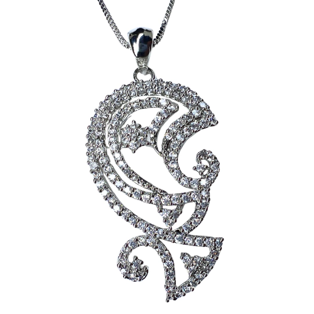 Elegant Paisley-Inspired American Diamond Pendant & Earrings Set – A Fusion of Tradition and Modern Glamour
