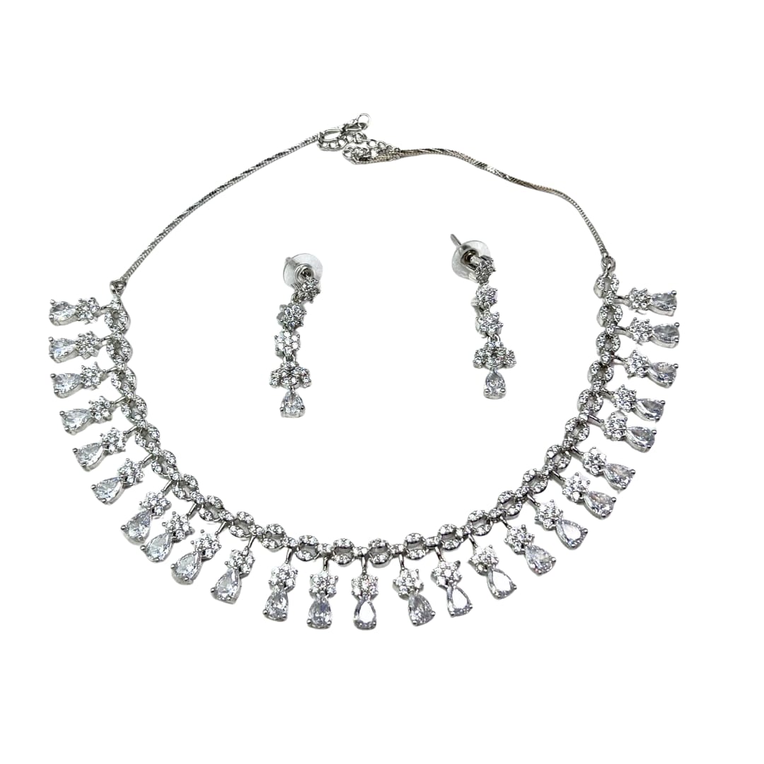 Sparkling Necklace and Earrings Set – Elegant Limited Edition AD Jewelry