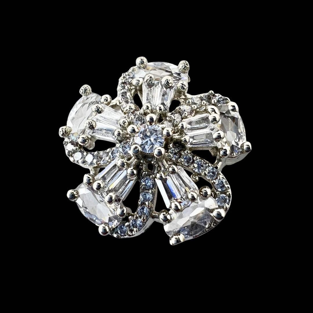 Dazzling Starburst American Diamond Pendant & Earring Set - A Shimmering Statement Piece