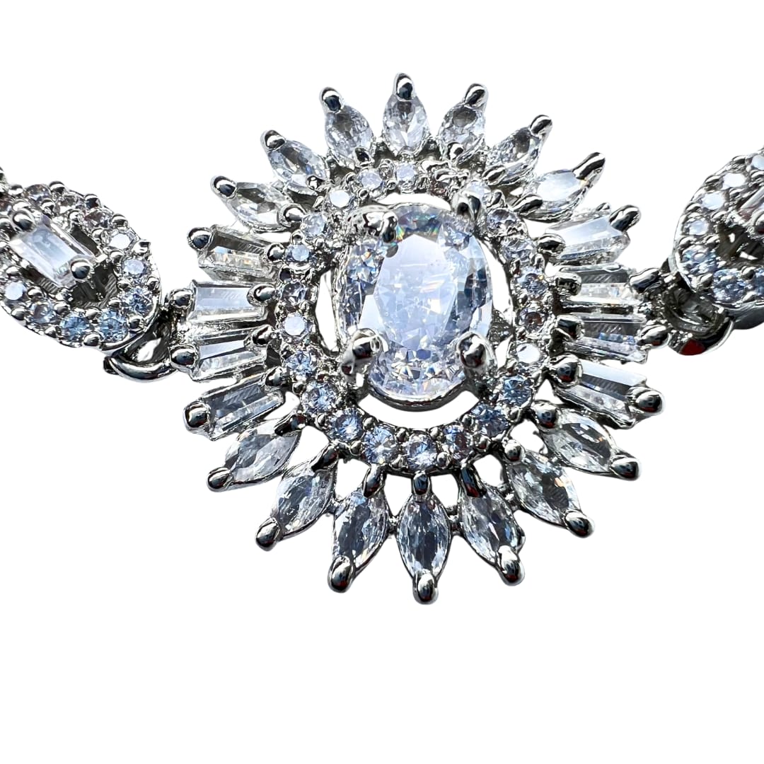 Dazzling American Diamond Bracelet with Oval Centerpiece - Timeless Elegance