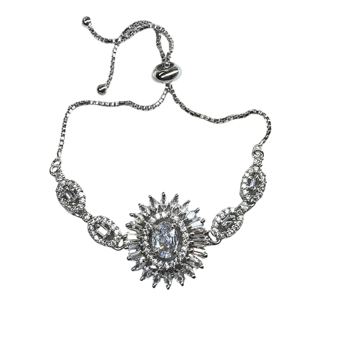 Dazzling American Diamond Bracelet with Oval Centerpiece - Timeless Elegance