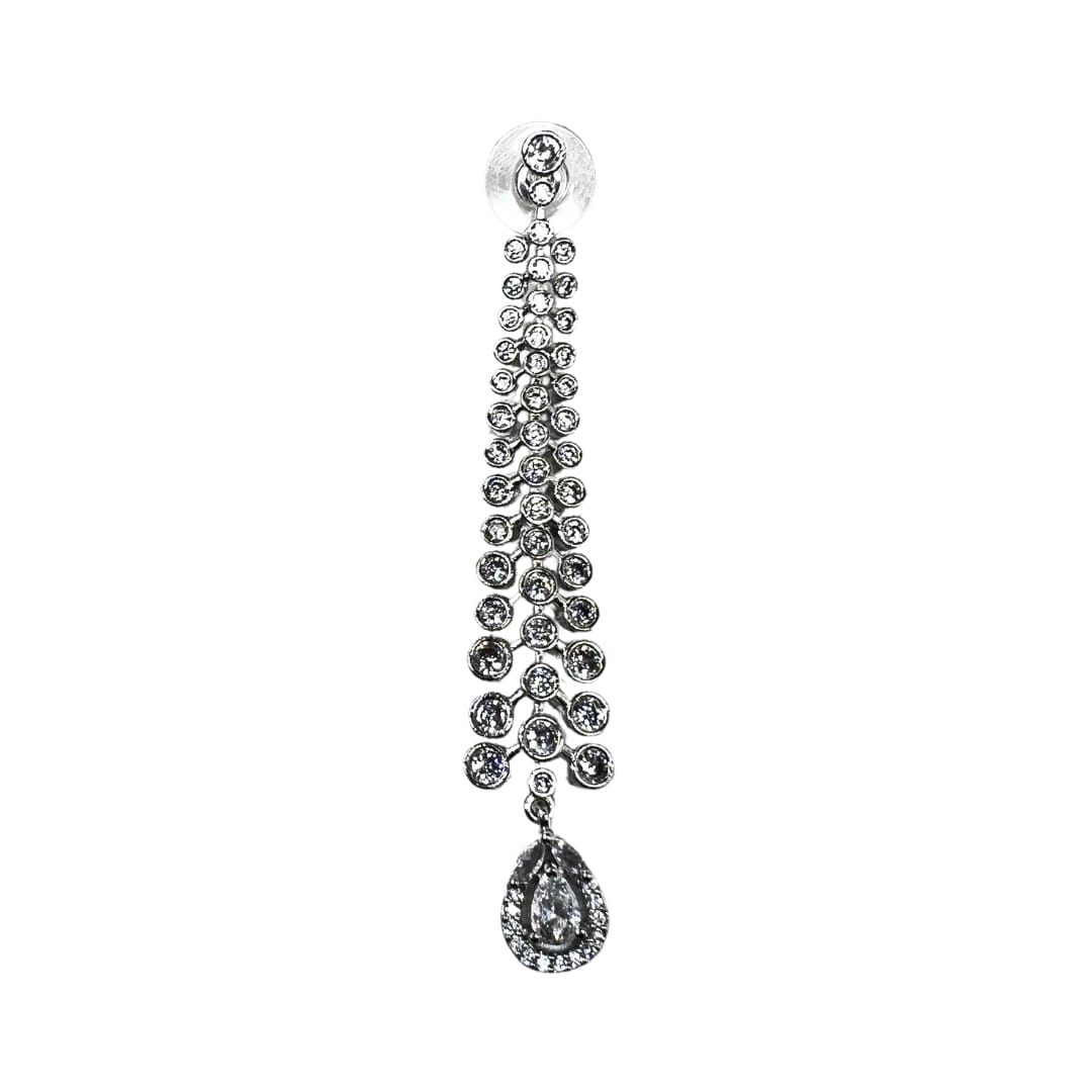 Crystal White Teardrop AD Earrings – Timeless Sparkle in Classic Diamond Shine