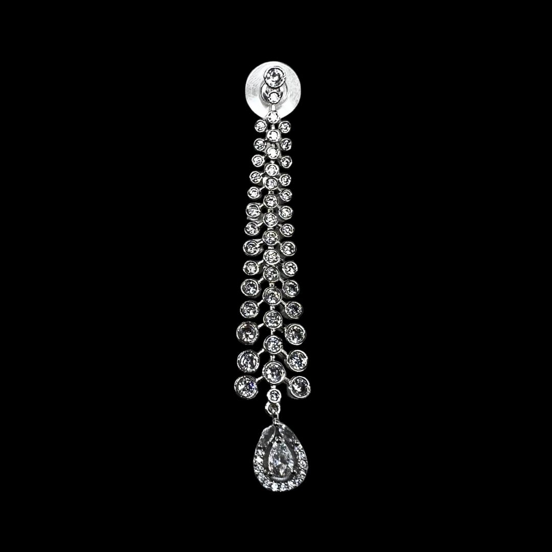 Crystal White Teardrop AD Earrings – Timeless Sparkle in Classic Diamond Shine