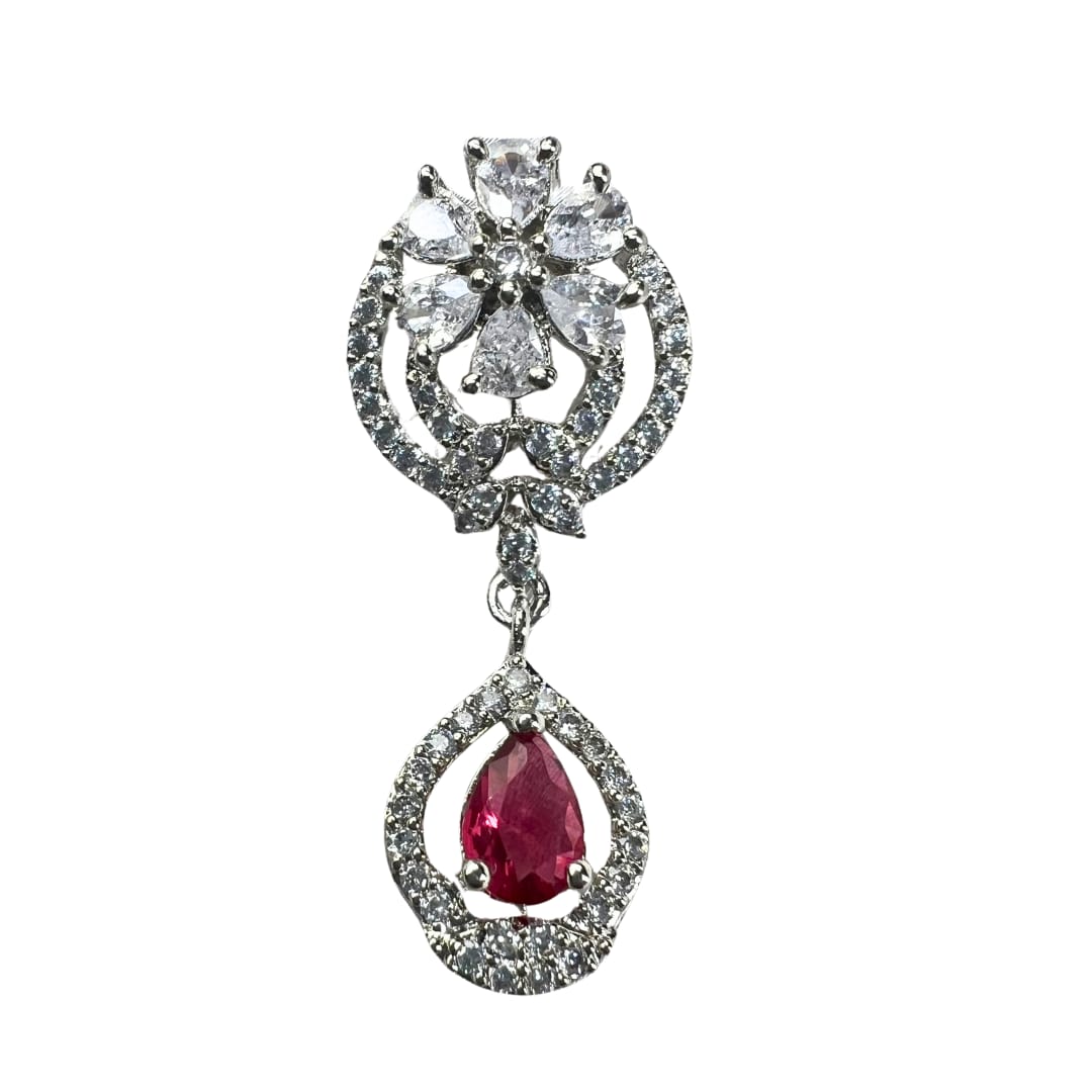 Radiant Ruby AD Earrings: Floral Elegance