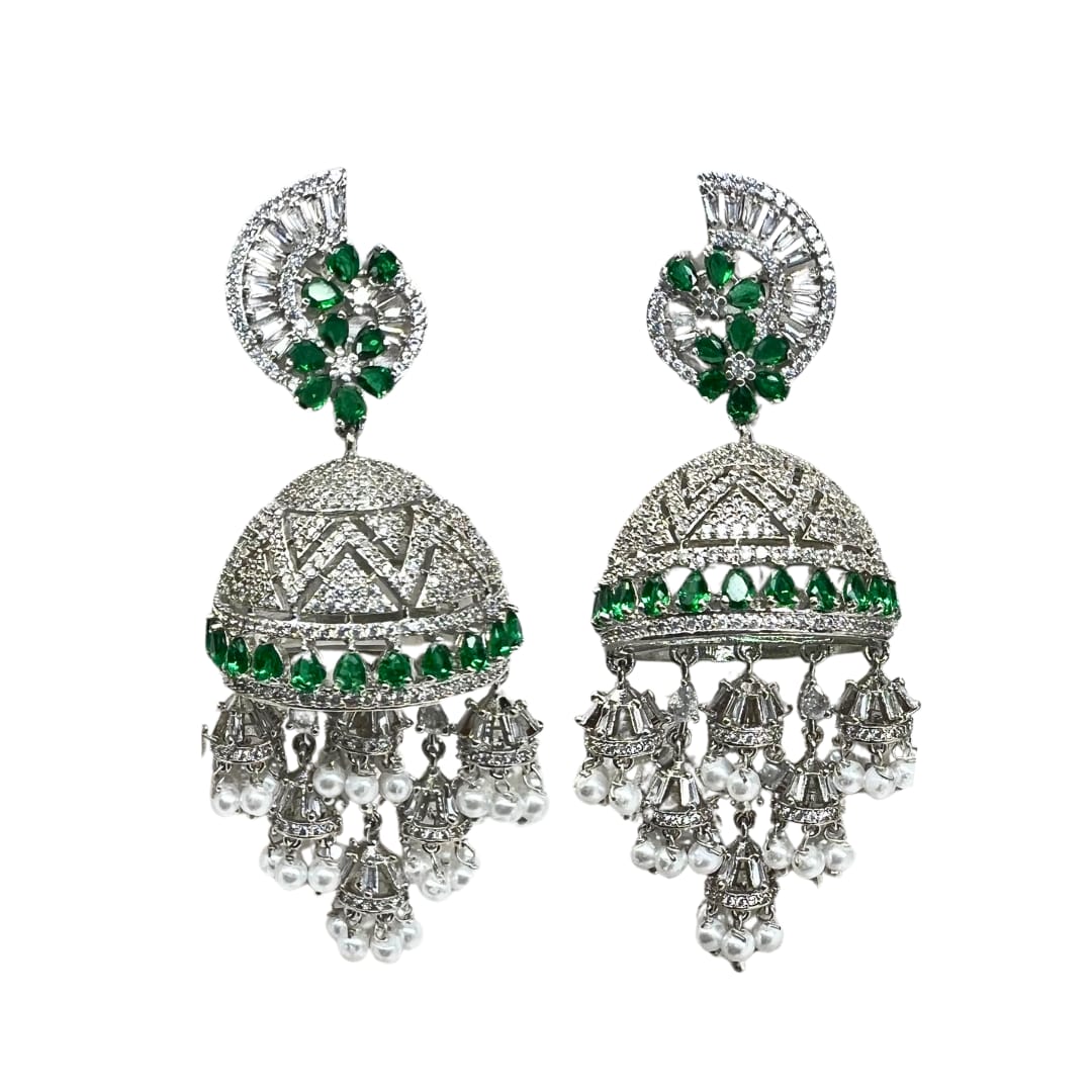 Stunning Green AD Jhumkas: A Fusion of Tradition and Glamour