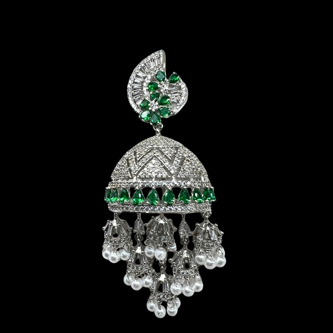Stunning Green AD Jhumkas: A Fusion of Tradition and Glamour