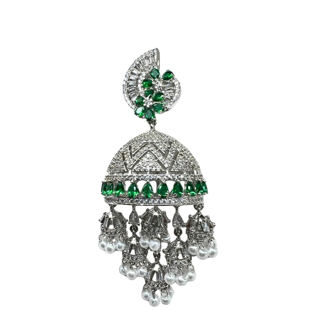 Stunning Green AD Jhumkas: A Fusion of Tradition and Glamour
