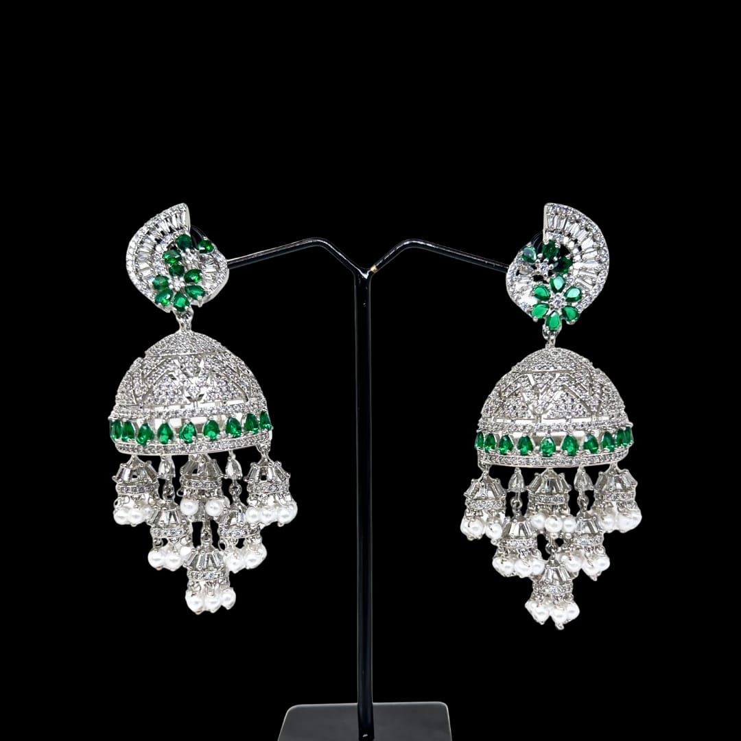 Stunning Green AD Jhumkas: A Fusion of Tradition and Glamour