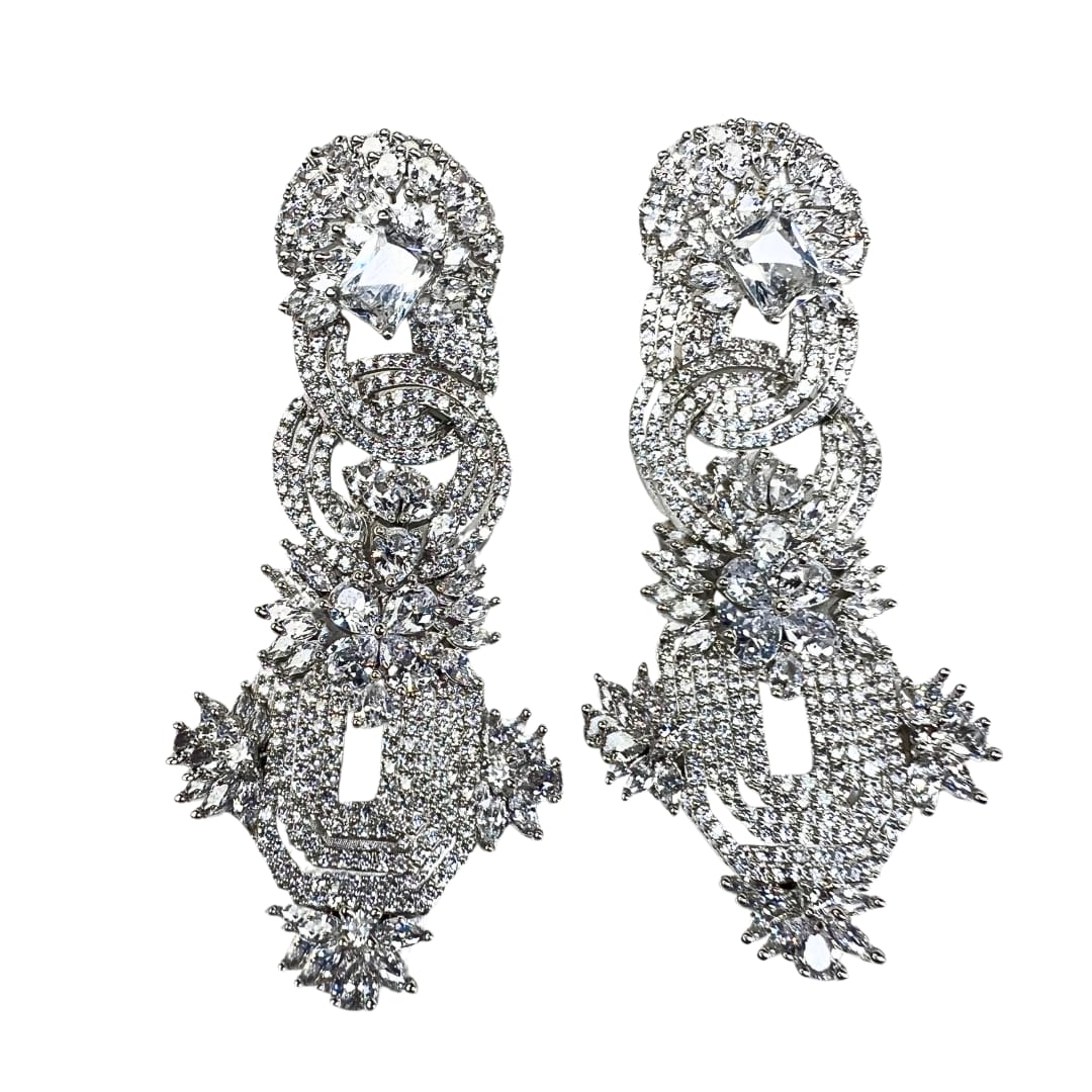 Luxury Statement AD Earrings for Women – Premium American Diamond Long Drop Earrings