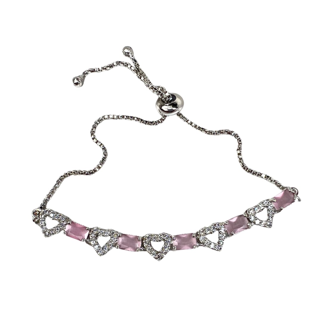 Chic Pink & Silver AD Bracelet: A Modern Twist on Elegance