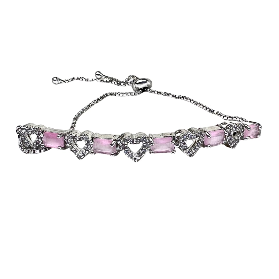 Chic Pink & Silver AD Bracelet: A Modern Twist on Elegance