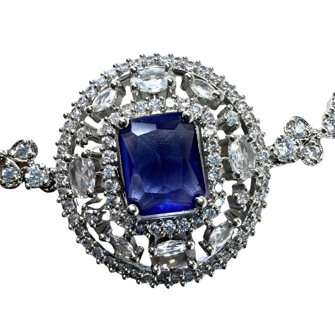 Enchanting Amethyst-like American Diamond Bracelet: A Floral Sparkle with Unique Design
