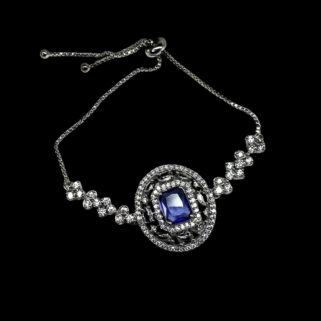 Enchanting Amethyst-like American Diamond Bracelet: A Floral Sparkle with Unique Design
