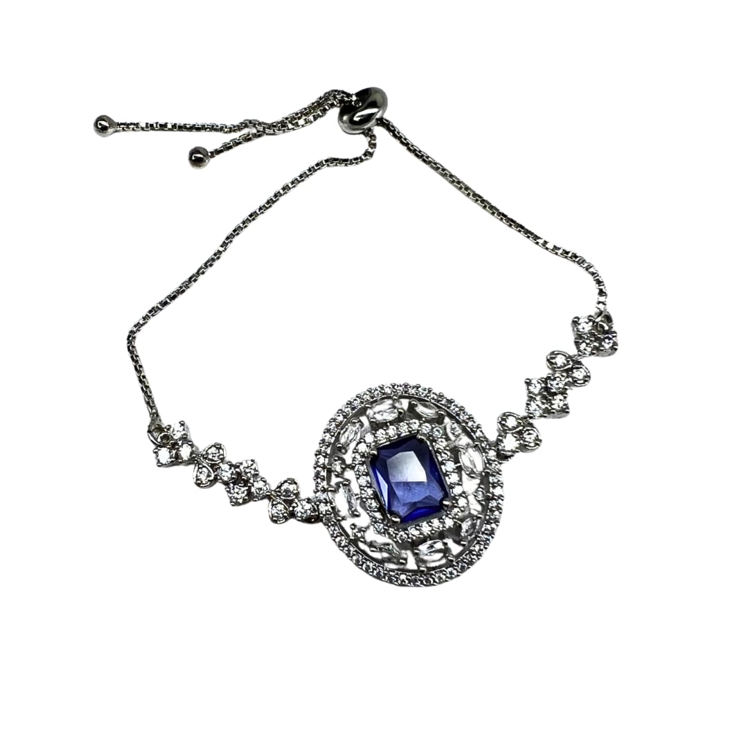Enchanting Amethyst-like American Diamond Bracelet: A Floral Sparkle with Unique Design