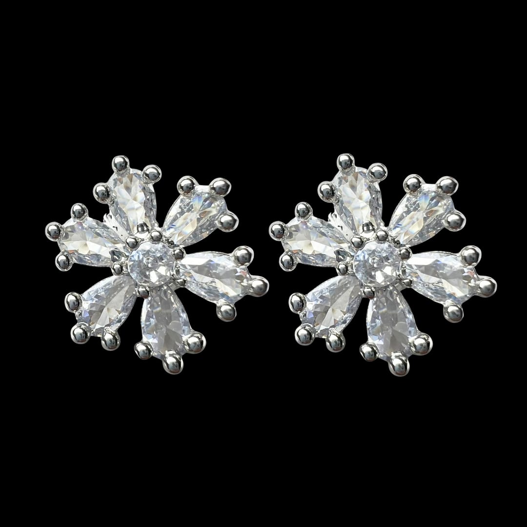 Delicate Floral AD Stud Tops – Timeless American Diamond Jewellery