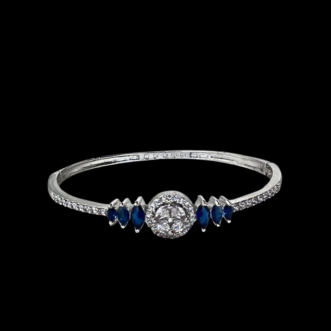 Elegant Blue American Diamond & Crystal Bracelet with Marquise Stones