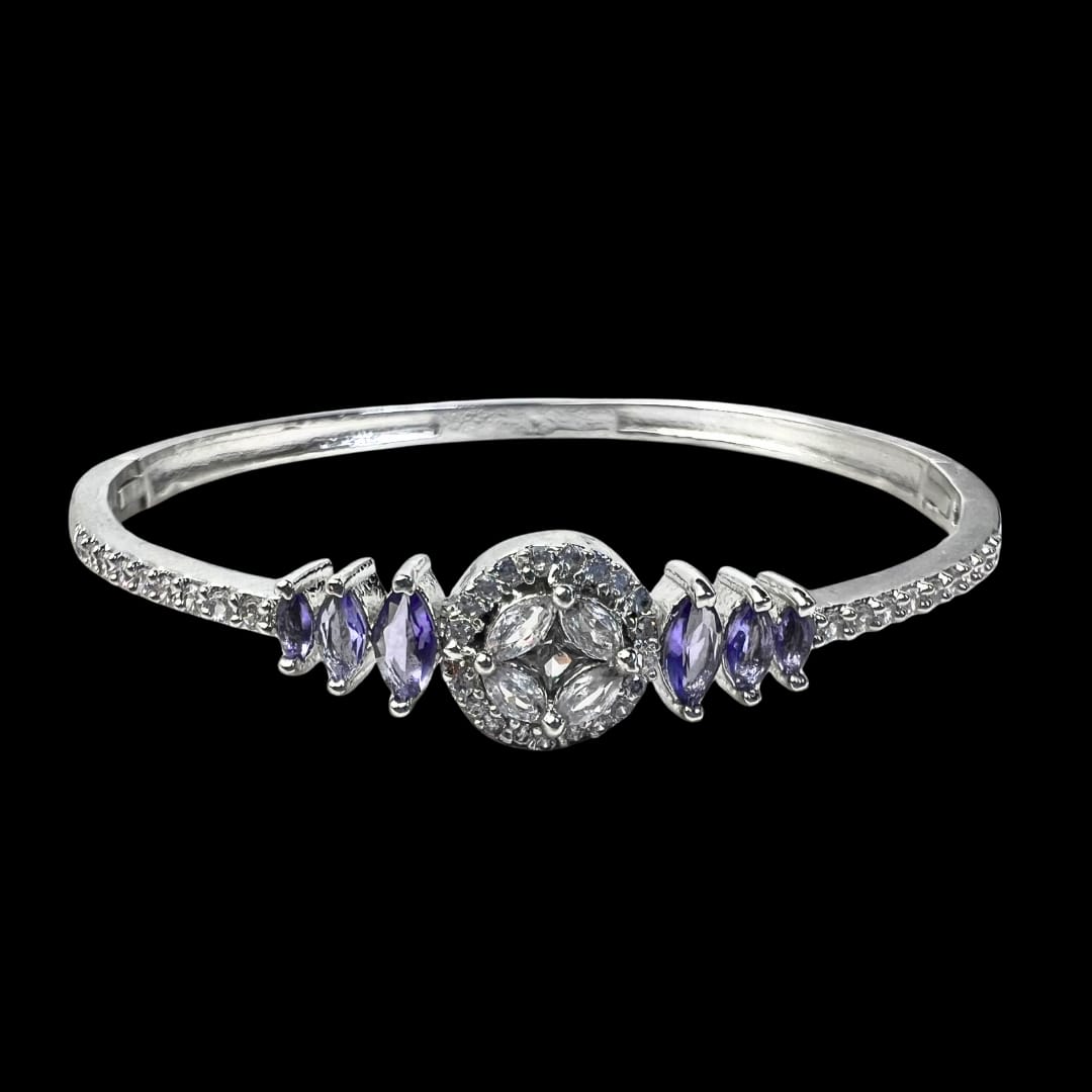 Elegant Purple American Diamond & Crystal Bracelet with Marquise Stones